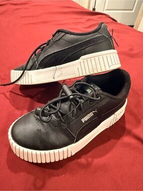 Puma Black Low-Top Platform Sneakers with White Sole
